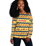Chad Christmas Off Shoulder Sweater National Coat of Arms, and Festive Motif - African Pride