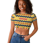Chad Christmas Raglan Cropped T shirt National Coat of Arms, and Festive Motif - African Pride
