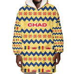 Chad Christmas Wearable Blanket Hoodie National Coat of Arms, and Festive Motif - African Pride