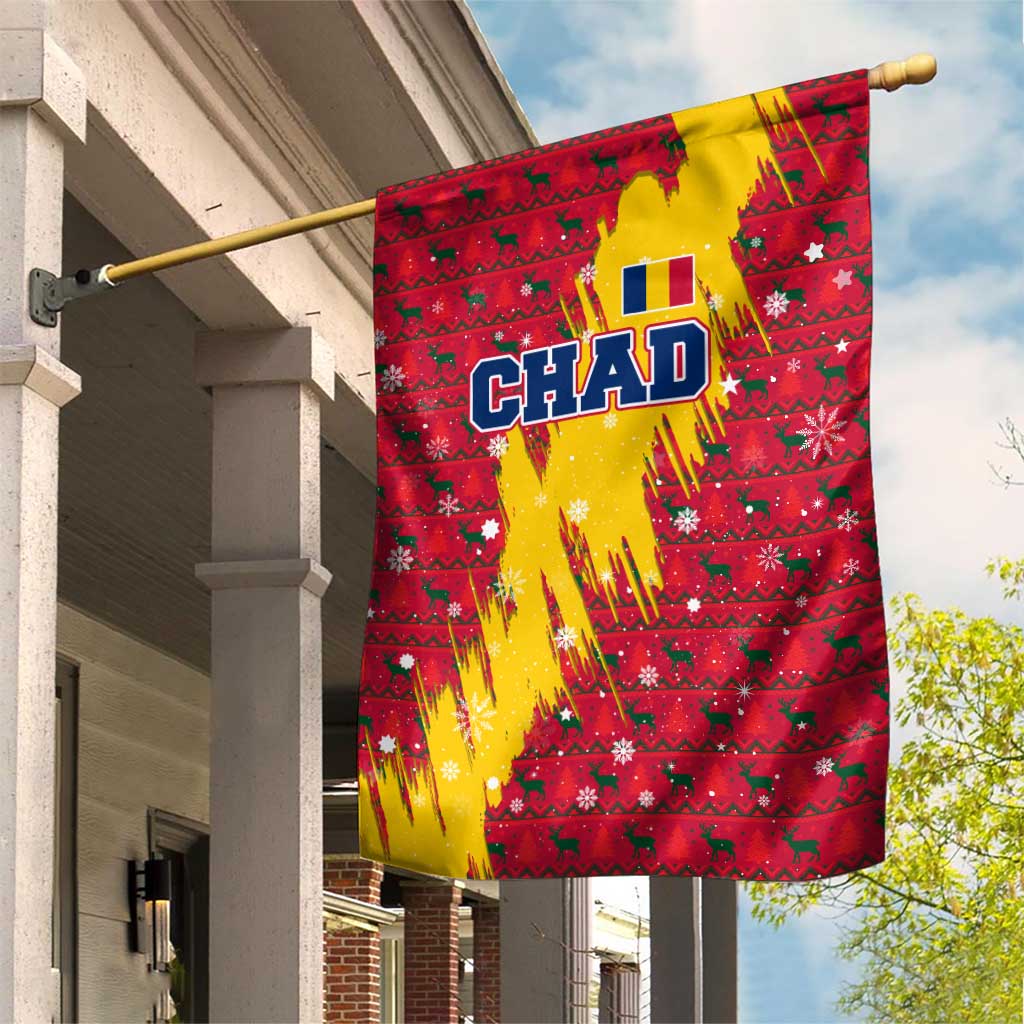 Chad Christmas Garden Flag National Coat of Arms and Snowflake Accents - African Pride