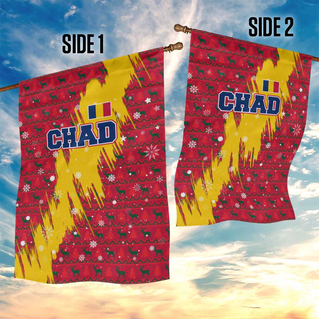 Chad Christmas Garden Flag National Coat of Arms and Snowflake Accents - African Pride