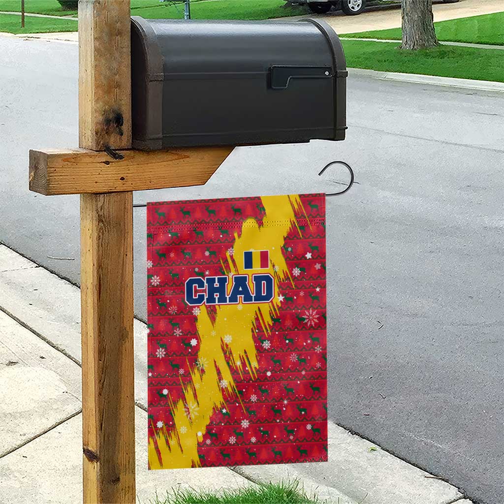 Chad Christmas Garden Flag National Coat of Arms and Snowflake Accents - African Pride