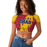 Chad Christmas Raglan Cropped T shirt National Coat of Arms and Snowflake Accents - African Pride