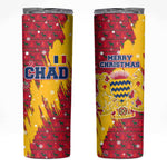 Chad Christmas Skinny Tumbler National Coat of Arms and Snowflake Accents - African Pride