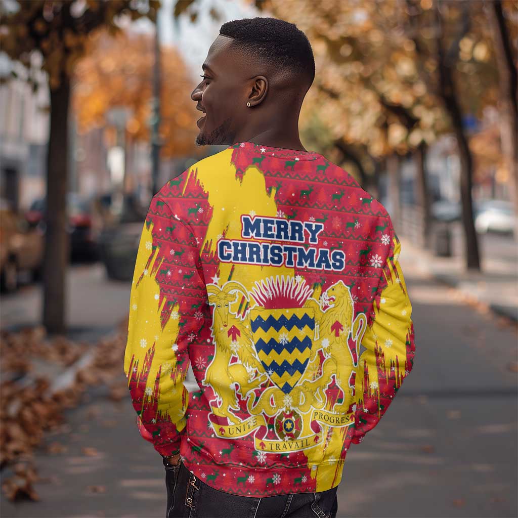 Chad Christmas Sweatshirt National Coat of Arms and Snowflake Accents - African Pride