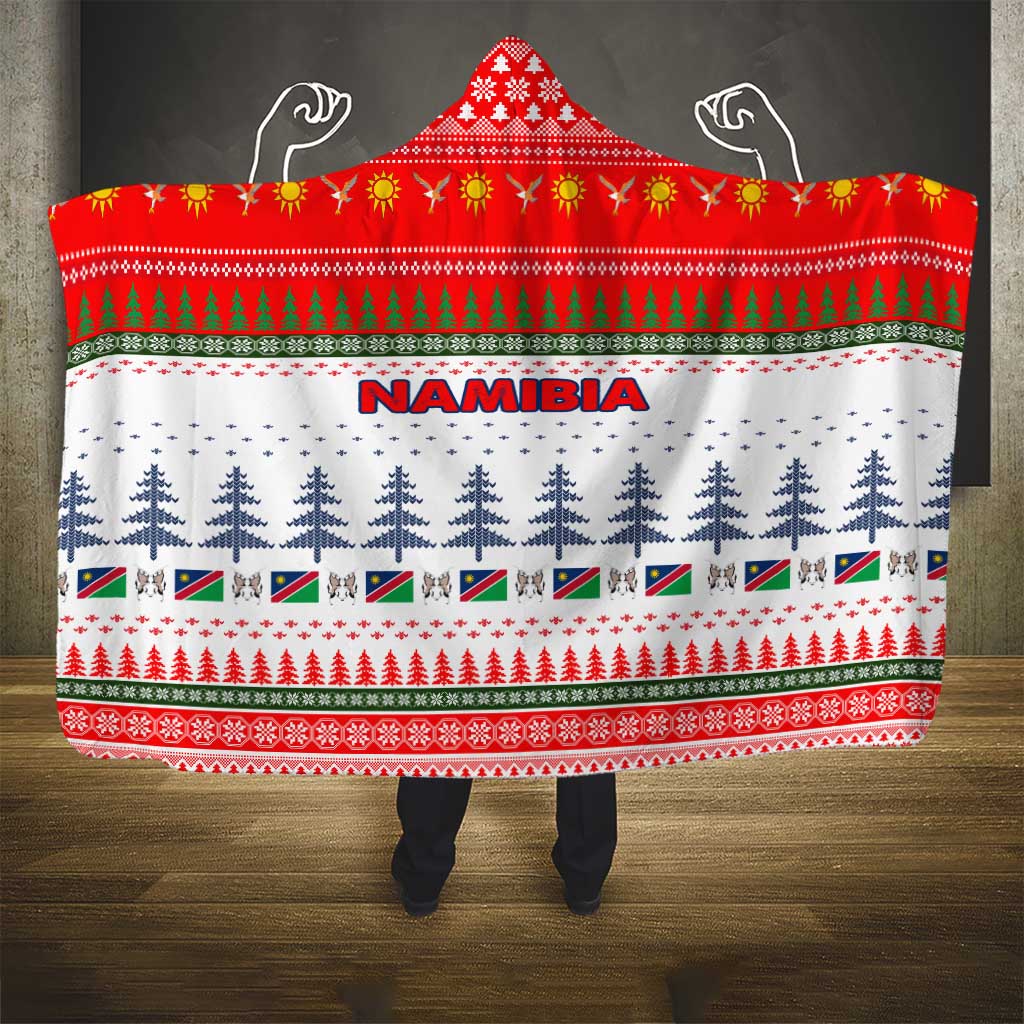 Namibia Christmas Hooded Blanket Coat of Arm National Flag Motif - African Pride
