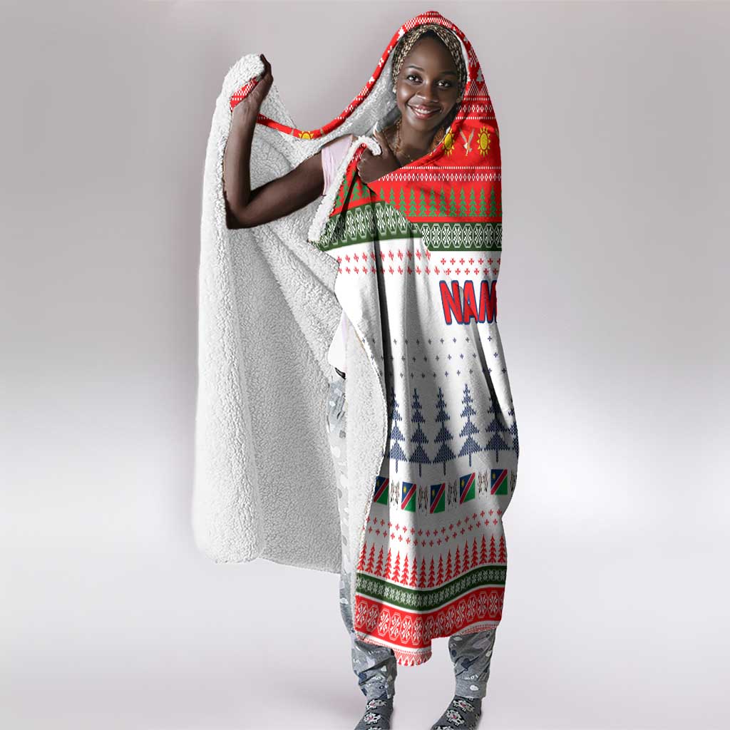 Namibia Christmas Hooded Blanket Coat of Arm National Flag Motif - African Pride