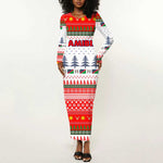 Namibia Christmas Long Sleeve Bodycon Dress Coat of Arm National Flag Motif - African Pride