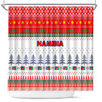 Namibia Christmas Shower Curtain Coat of Arm National Flag Motif - African Pride