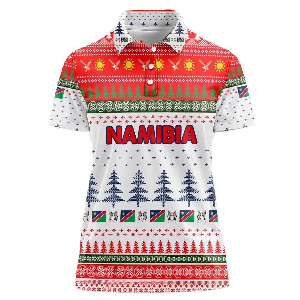 Namibia Christmas Women Polo Shirt Coat of Arm National Flag Motif - African Pride