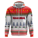 Namibia Christmas Zip Hoodie Coat of Arm National Flag Motif - African Pride