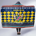 Namibia Christmas Hooded Blanket Coat of Arms and Flag Map Motif - African Pride