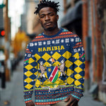 Namibia Christmas Long Sleeve Shirt Coat of Arms and Flag Map Motif - African Pride