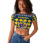 Namibia Christmas Raglan Cropped T shirt Coat of Arms and Flag Map Motif - African Pride