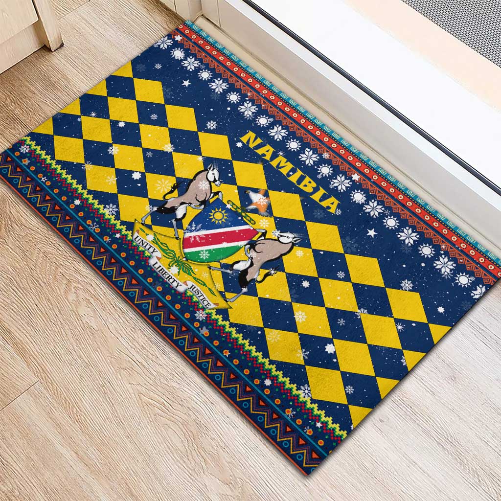 Namibia Christmas Rubber Doormat Coat of Arms and Flag Map Motif - African Pride