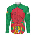 Mauritius Dodo Long Sleeve Button Shirt Flag Coat of Arms Traditional Patterns
