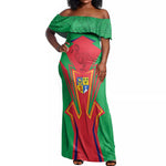 Mauritius Dodo Off Shoulder Maxi Dress Flag Coat of Arms Traditional Patterns