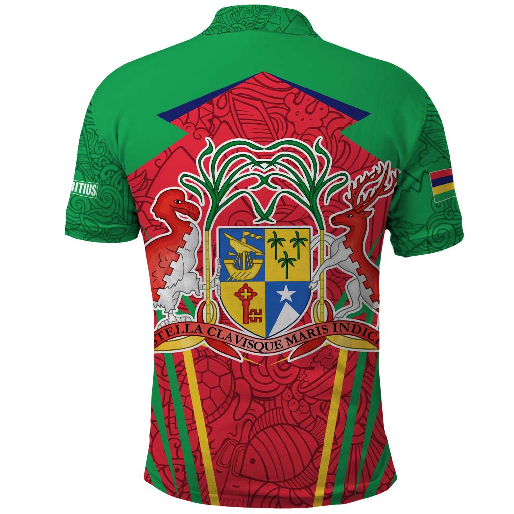 Mauritius Dodo Polo Shirt Flag Coat of Arms Traditional Patterns