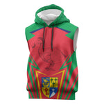 Mauritius Dodo Sleeveless Hoodie Flag Coat of Arms Traditional Patterns - African Pride