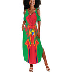 Mauritius Dodo Summer Maxi Dress Flag Coat of Arms Traditional Patterns