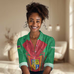 Mauritius Dodo Women Casual Shirt Flag Coat of Arms Traditional Patterns