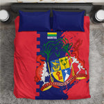 Afro Mauritius Bedding Set Map Design with Flag Coat of Arms