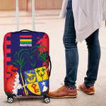 Afro Mauritius Luggage Cover Map Design with Flag Coat of Arms