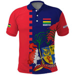 Afro Mauritius Polo Shirt Map Design with Flag Coat of Arms