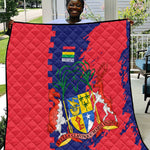Afro Mauritius Quilt Map Design with Flag Coat of Arms