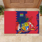 Afro Mauritius Rubber Doormat Map Design with Flag Coat of Arms