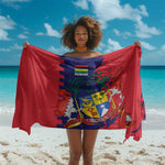 Afro Mauritius Sarong Map Design with Flag Coat of Arms