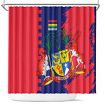 Afro Mauritius Shower Curtain Map Design with Flag Coat of Arms