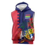 Afro Mauritius Sleeveless Hoodie Map Design with Flag Coat of Arms - African Pride