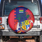 Afro Mauritius Spare Tire Cover Map Design with Flag Coat of Arms