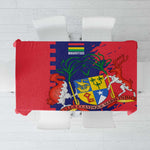 Afro Mauritius Tablecloth Map Design with Flag Coat of Arms