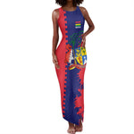 Afro Mauritius Tank Maxi Dress Map Design with Flag Coat of Arms