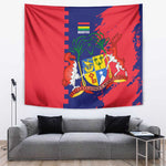 Afro Mauritius Tapestry Map Design with Flag Coat of Arms