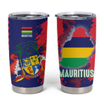 Afro Mauritius Tumbler Cup Map Design with Flag Coat of Arms