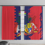 Afro Mauritius Window Curtain Map Design with Flag Coat of Arms