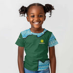 Rwanda Kid T shirt with Green Nature Map Waterfall Sunburst Spirit