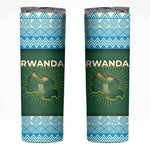 Rwanda Skinny Tumbler with Green Nature Map Waterfall Sunburst Spirit