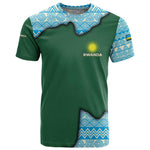 Rwanda T shirt with Green Nature Map Waterfall Sunburst Spirit
