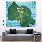 Rwanda Tapestry with Green Nature Map Waterfall Sunburst Spirit
