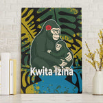 Rwanda Canvas Wall Art with Gorilla Family Kwita Izina Leaf Jungle Spirit