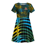 Rwanda Kid Short Sleeve Dress with Gorilla Family Kwita Izina Leaf Jungle Spirit