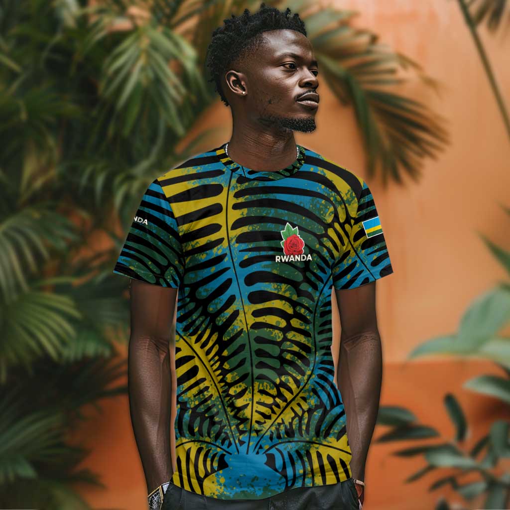 Rwanda T shirt with Gorilla Family Kwita Izina Leaf Jungle Spirit