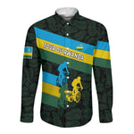 Rwanda Long Sleeve Button Shirt with Tour du Rwanda Cycling Race Flag Stripe Spirit
