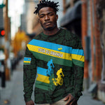 Rwanda Long Sleeve Shirt with Tour du Rwanda Cycling Race Flag Stripe Spirit