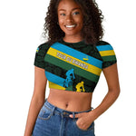 Rwanda Raglan Cropped T shirt with Tour du Rwanda Cycling Race Flag Stripe Spirit
