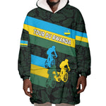 Rwanda Wearable Blanket Hoodie with Tour du Rwanda Cycling Race Flag Stripe Spirit